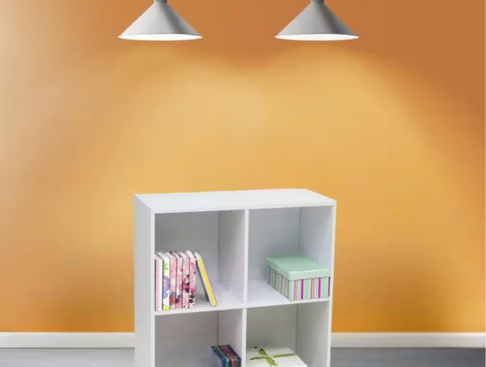 24 in. W White Finish 4 Cubs Shelves Contemporary Wood Bookcase Storage Organizer